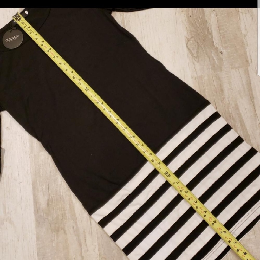🆕Long Sleeve Black & White Striped Bodycon Dress - Picture 4 of 5
